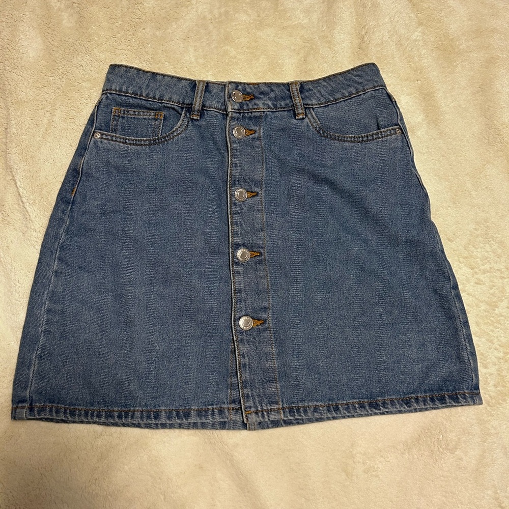 Denim Button-Front Skirt
